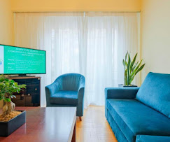 Reception area with patient information screen